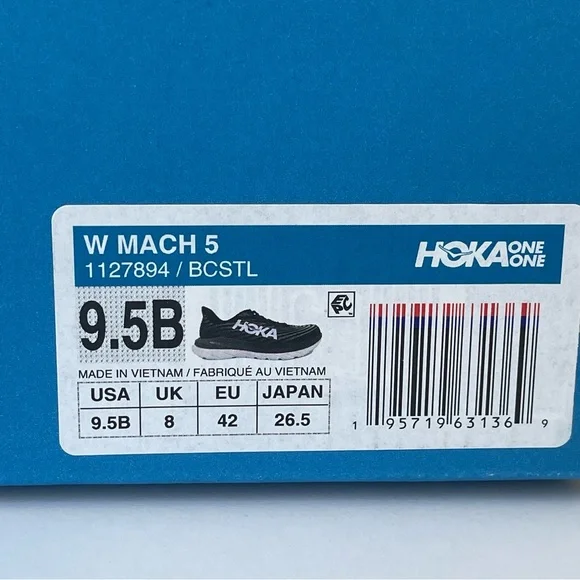 NWT Hoka Mach 5 Running Shoes in Black / White / Castlerock , Hoka One One - Picture 7 of 13